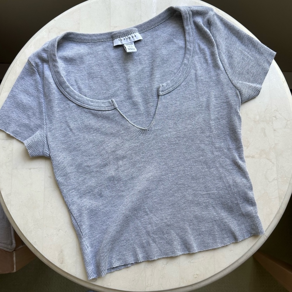 TOPSHOP Gray Notch T-shirt
